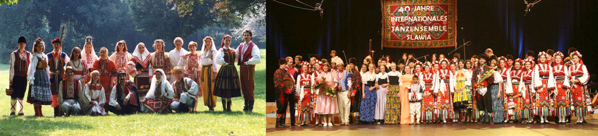 Tänzerinnen und Tänzer des Internationalen Folklore-Tanzensembles SLAWIA :: Frankfurt/Main Tänzerinnen und Tänzer des Internationalen Folklore-Tanzensembles SLAWIA :: Fotos: L. Postl (li.), D. Huber (re.)